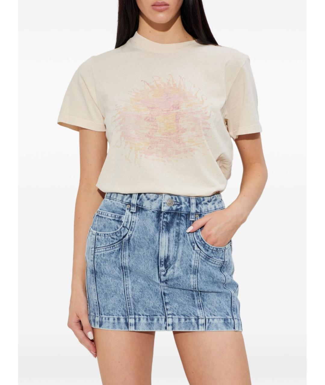 ISABEL MARANT ETOILE Бежевая хлопковая футболка, фото 4