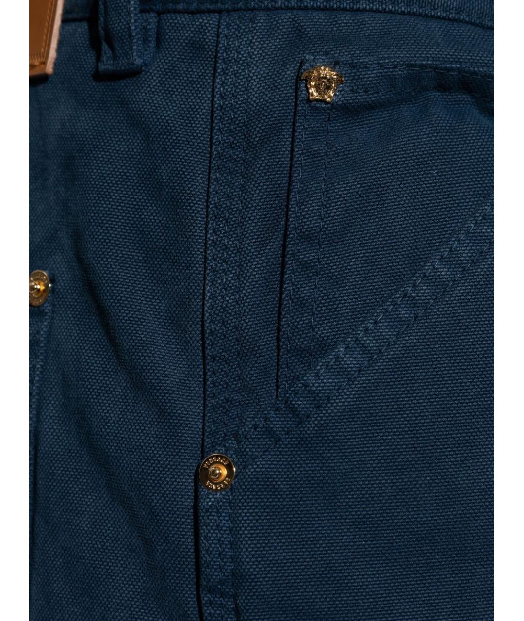 VERSACE Синие хлопковые прямые джинсы, фото 4