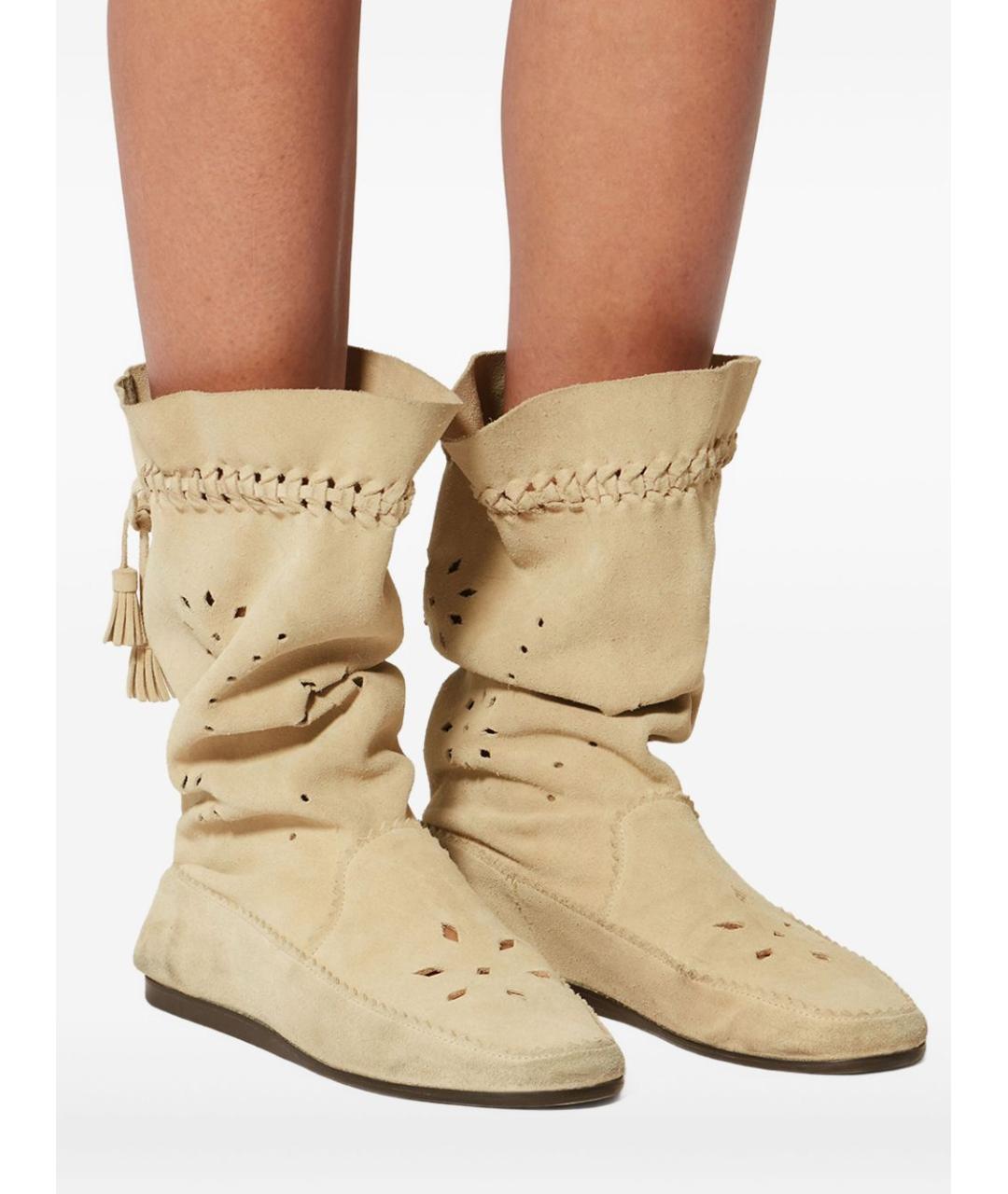 ISABEL MARANT Бежевые кожаные сапоги, фото 3