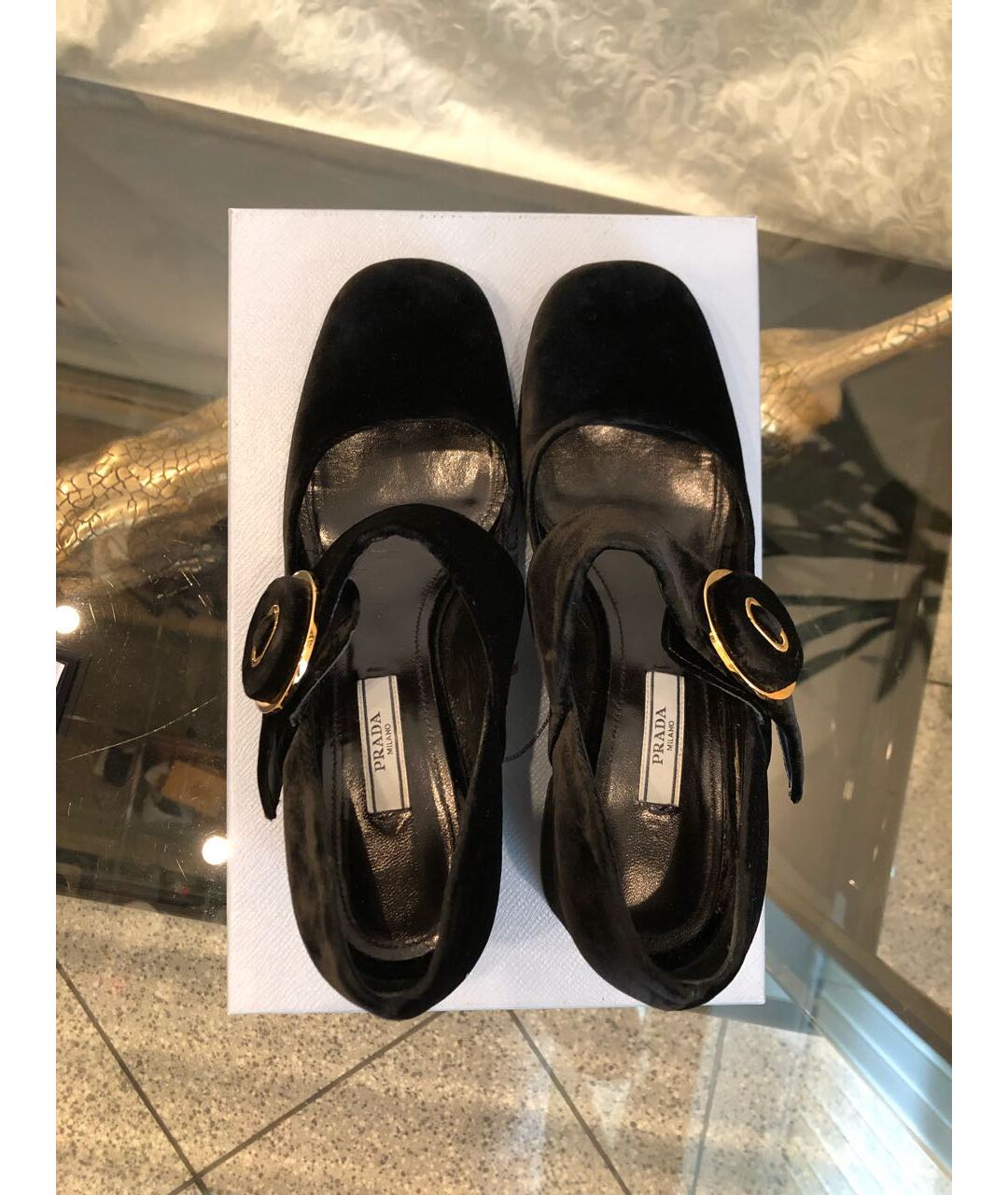 PRADA Черные бархатные туфли, фото 3