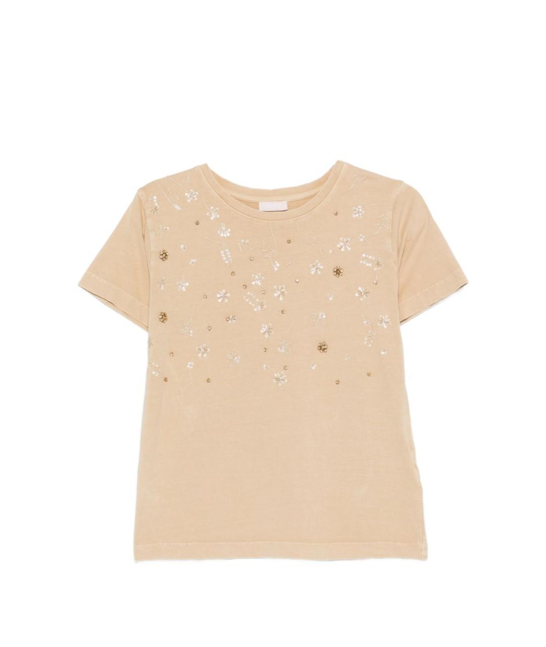 LIU JO Бежевая хлопковая футболка, фото 1