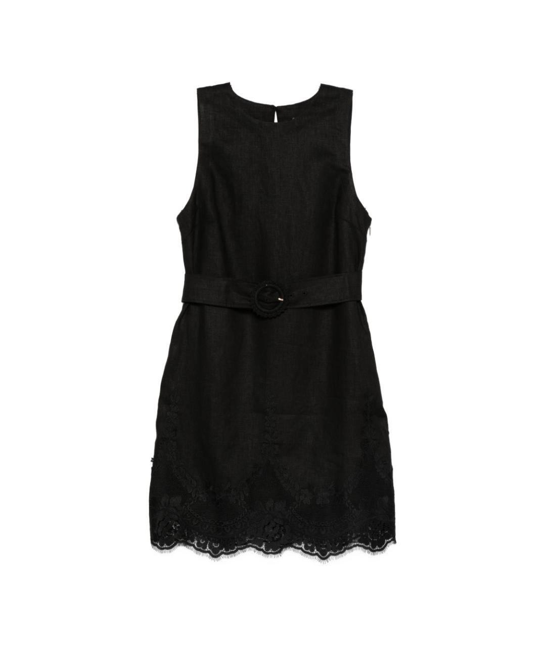 TWIN-SET Черное льняное повседневное платье, фото 1