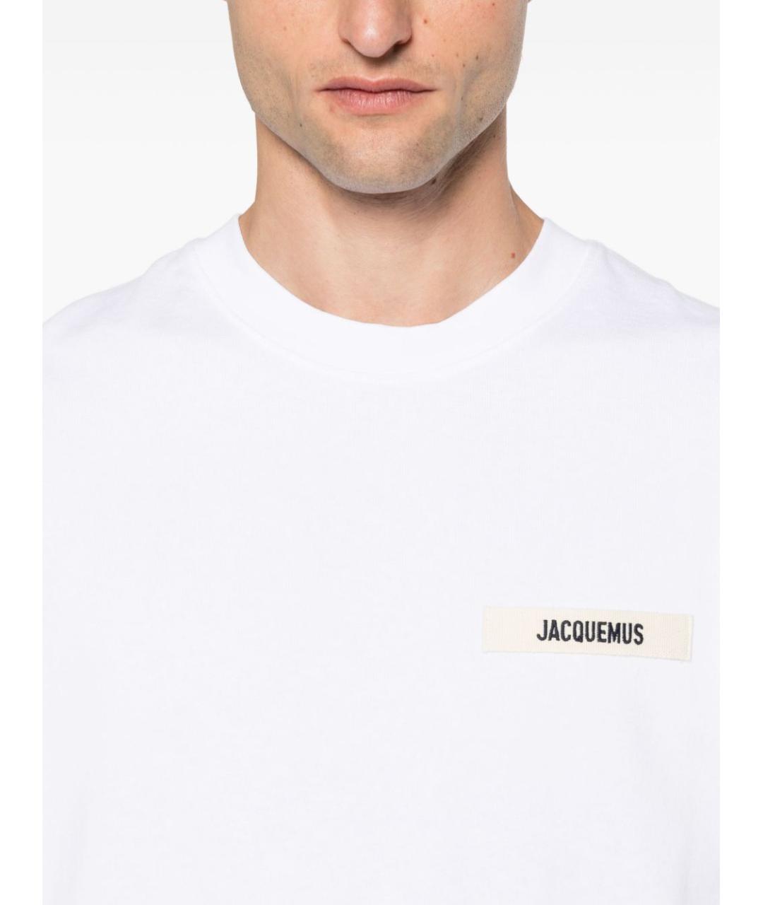 JACQUEMUS Белая хлопковая футболка, фото 4