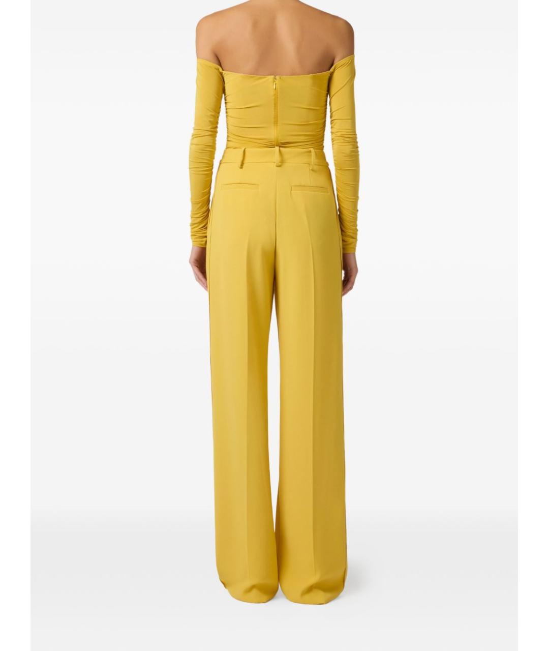 ELISABETTA FRANCHI Желтые полиэстеровые прямые брюки, фото 5