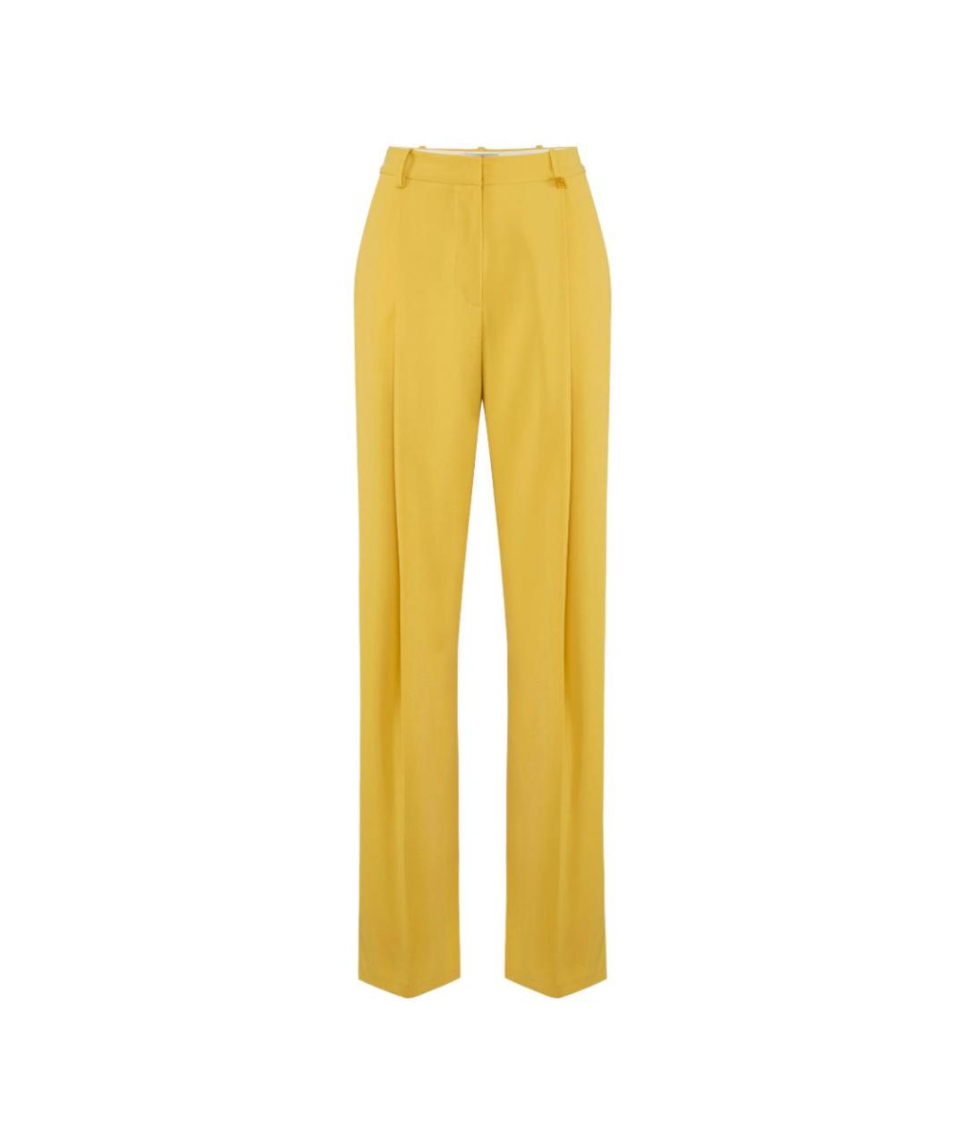 ELISABETTA FRANCHI Желтые полиэстеровые прямые брюки, фото 1