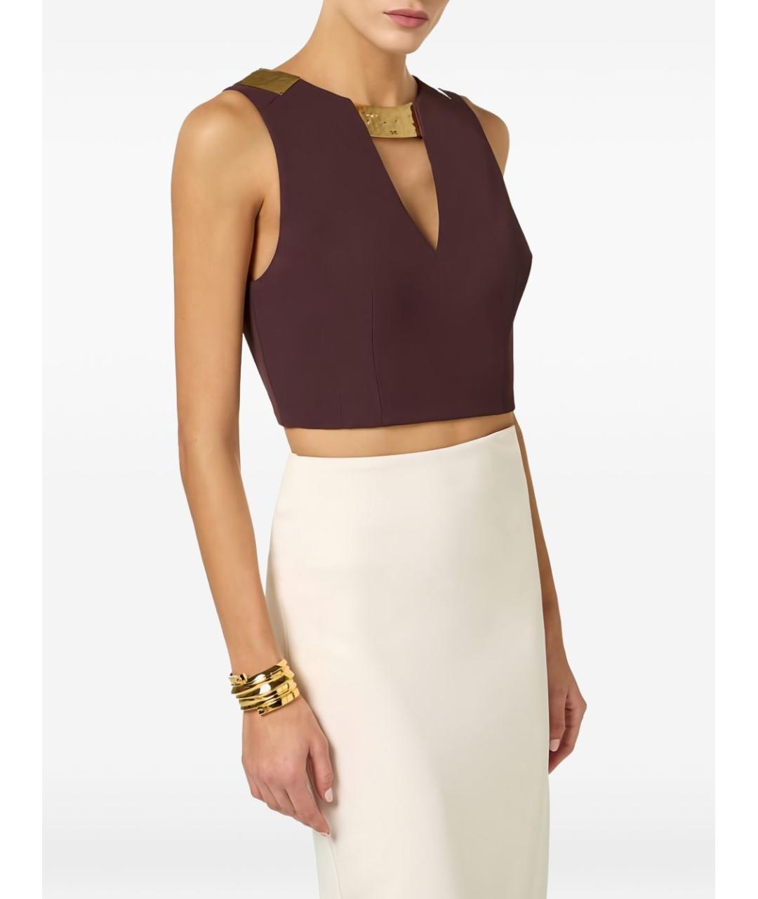 ELISABETTA FRANCHI Коричневая полиэстеровая майка, фото 2