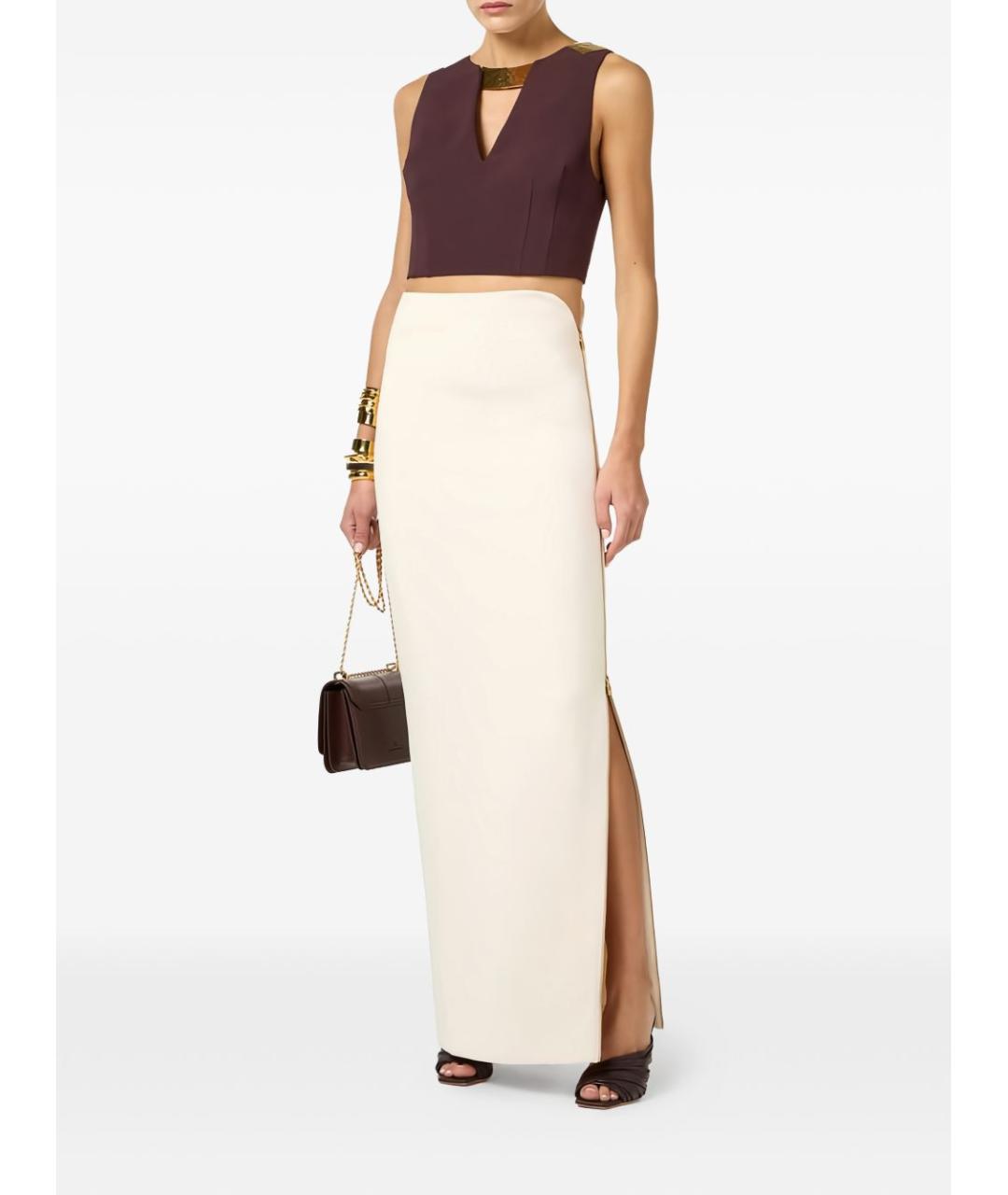 ELISABETTA FRANCHI Коричневая полиэстеровая майка, фото 3