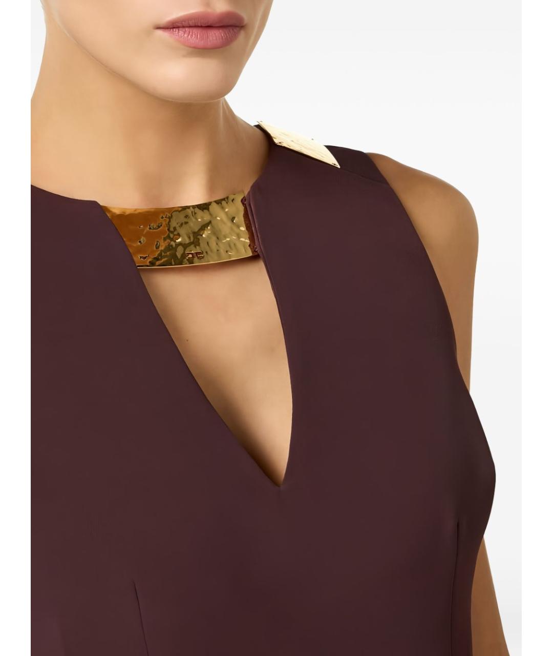 ELISABETTA FRANCHI Коричневая полиэстеровая майка, фото 4