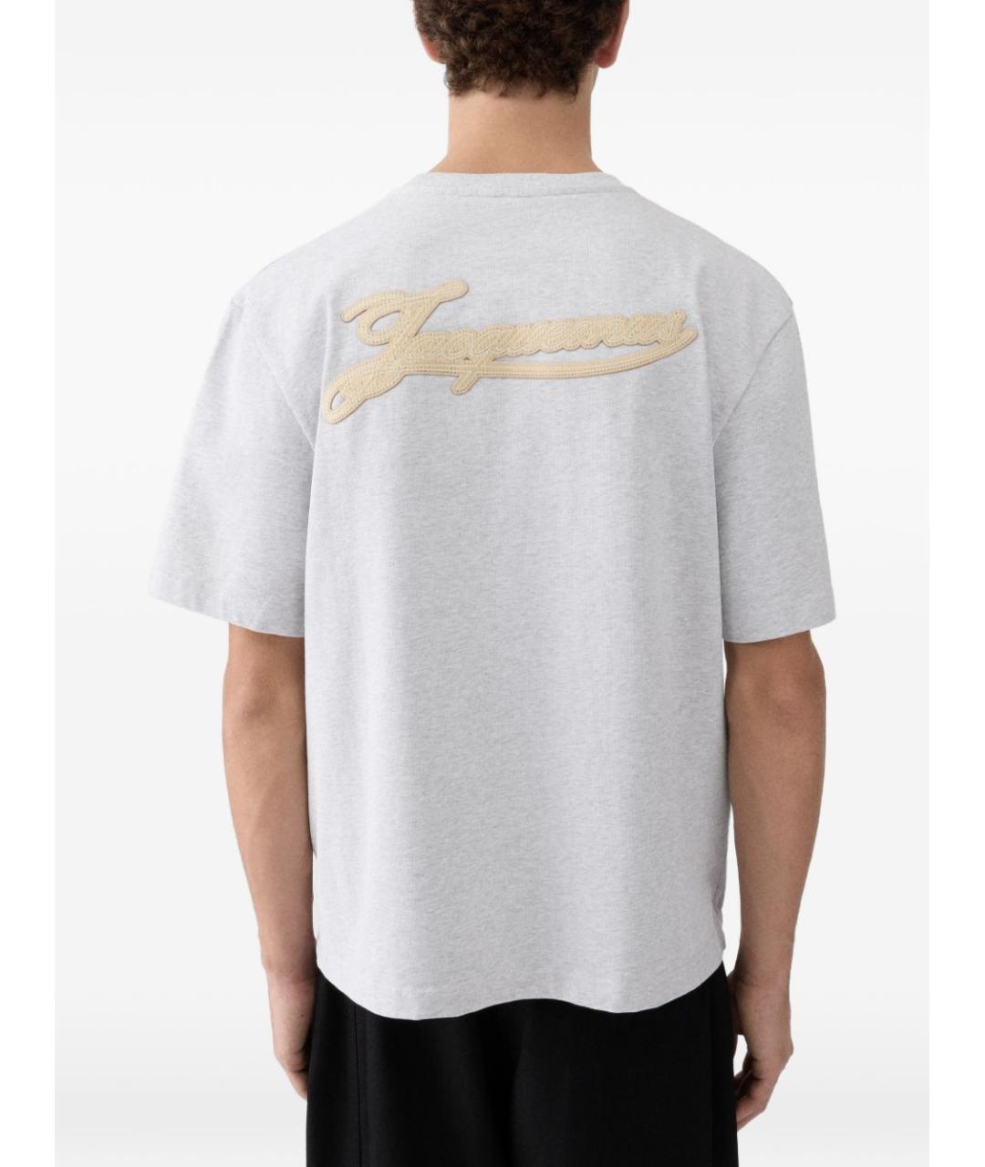 JACQUEMUS Серая хлопковая футболка, фото 4