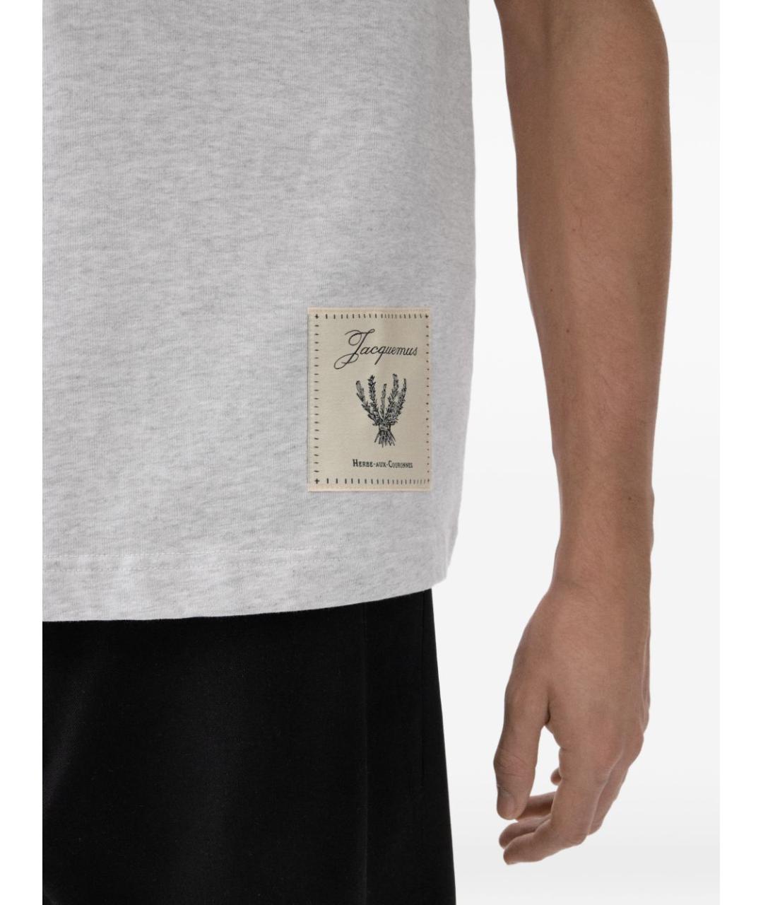 JACQUEMUS Серая хлопковая футболка, фото 2