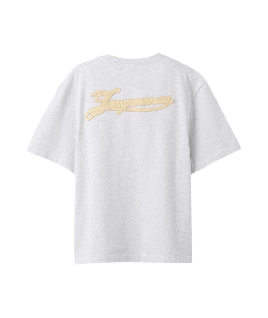 JACQUEMUS Серая хлопковая футболка, фото 5