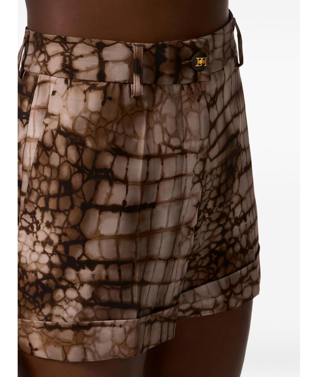 ELISABETTA FRANCHI Коричневые вискозные шорты, фото 2