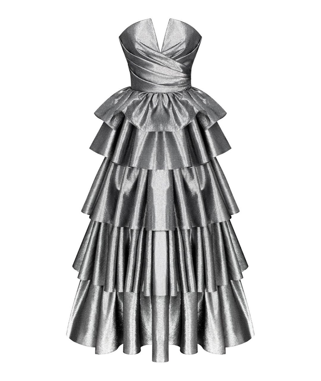 RASARIO Серебряное полиэстеровое вечернее платье, фото 1