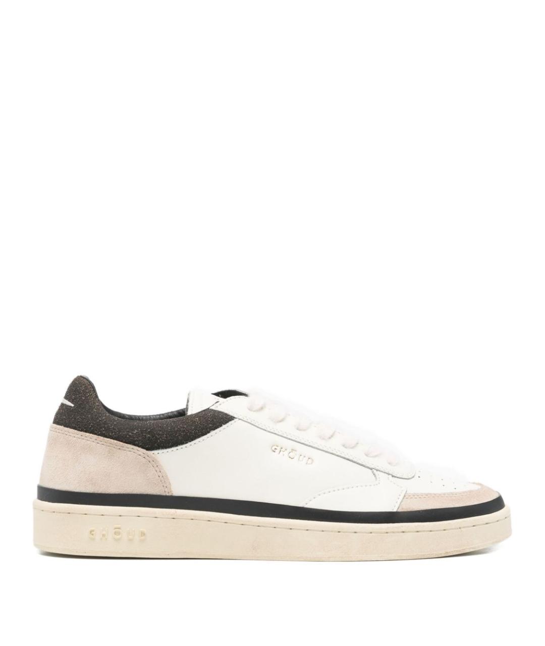 GHOUD Бежевые кожаные низкие кроссовки / кеды, фото 1