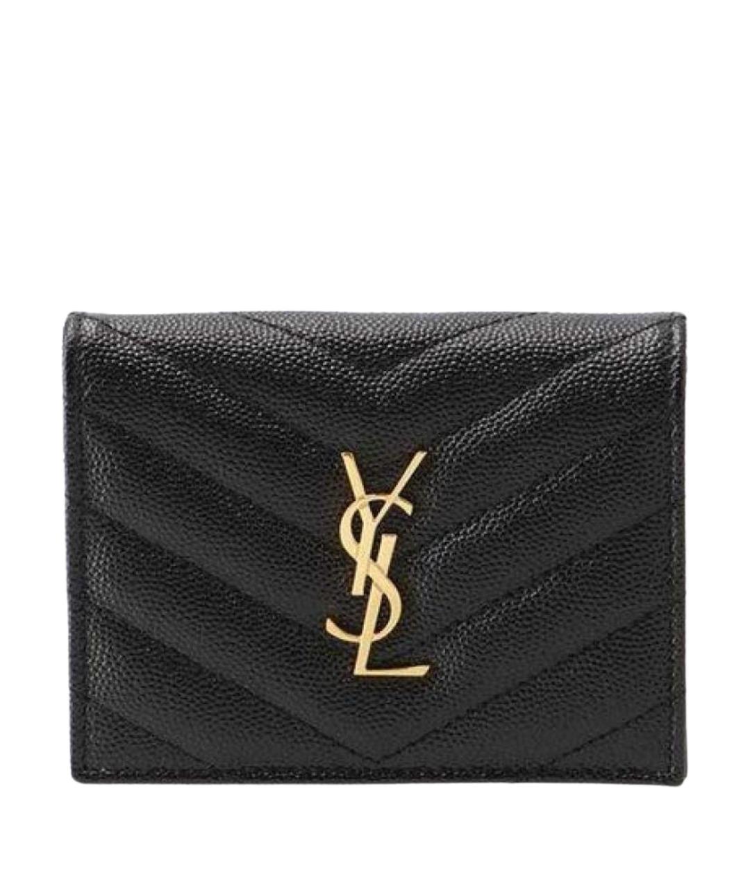 SAINT LAURENT Черный кожаный кардхолдер, фото 1