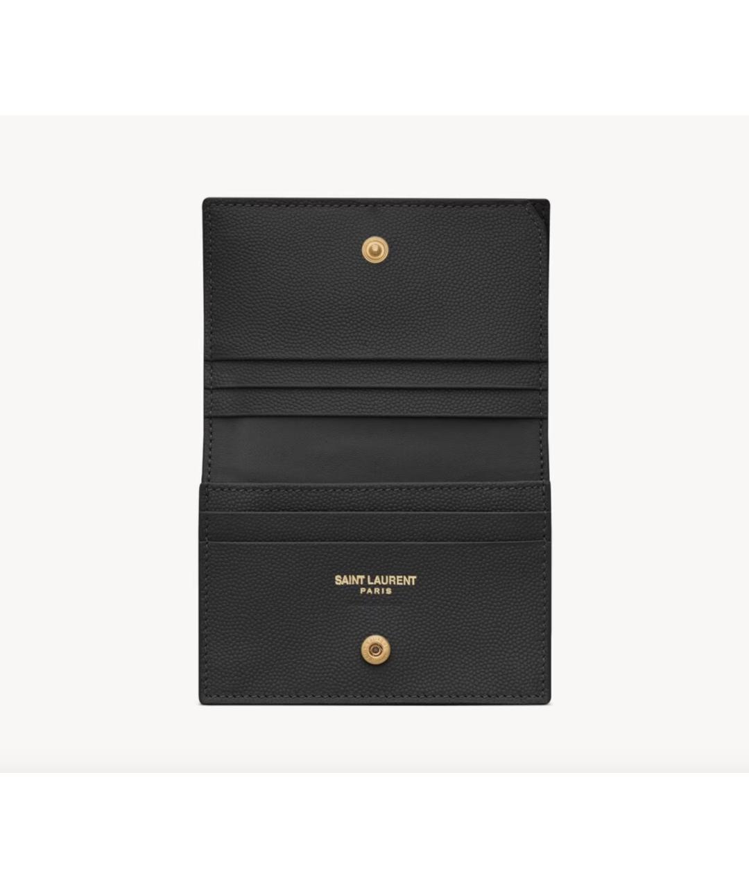 SAINT LAURENT Черный кожаный кардхолдер, фото 4