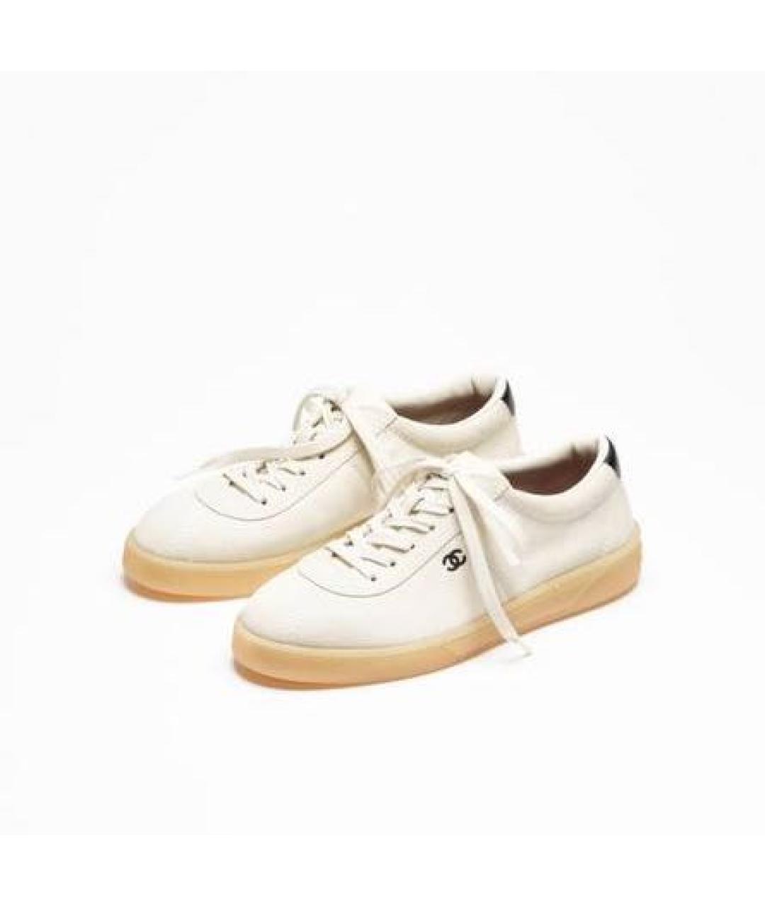 CHANEL Белые кожаные кроссовки, фото 2