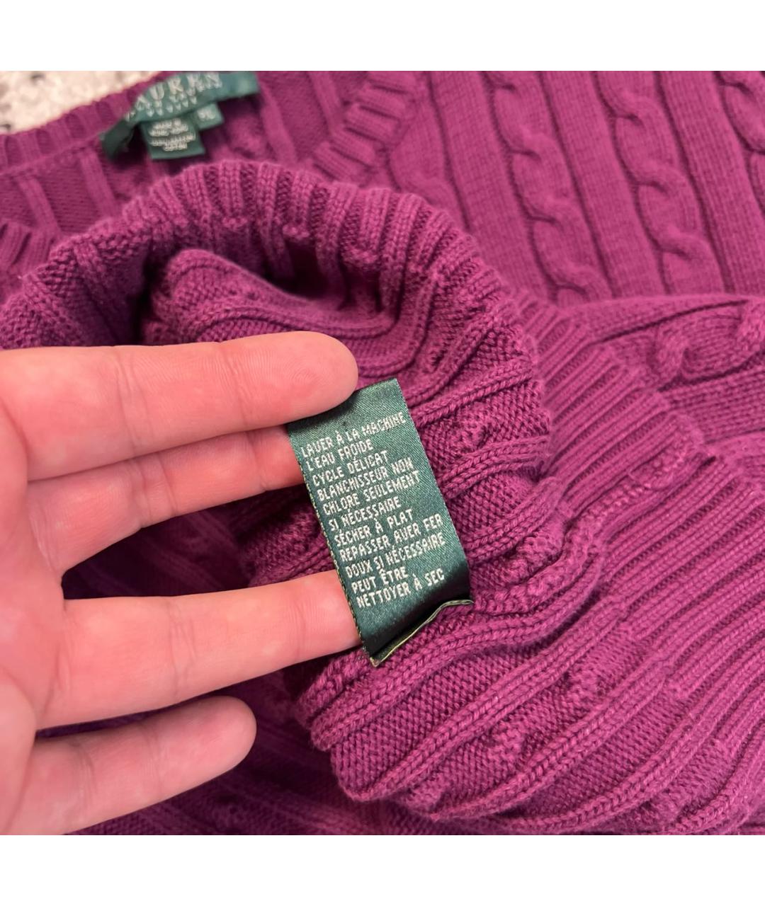 RALPH LAUREN Фиолетовый хлопковый джемпер / свитер, фото 6