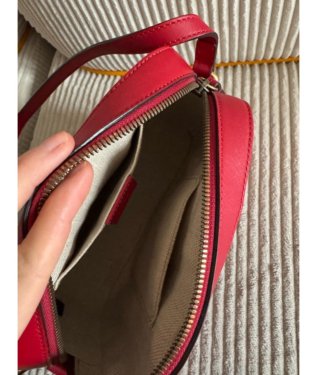 GUCCI Красная кожаная сумка через плечо, фото 5