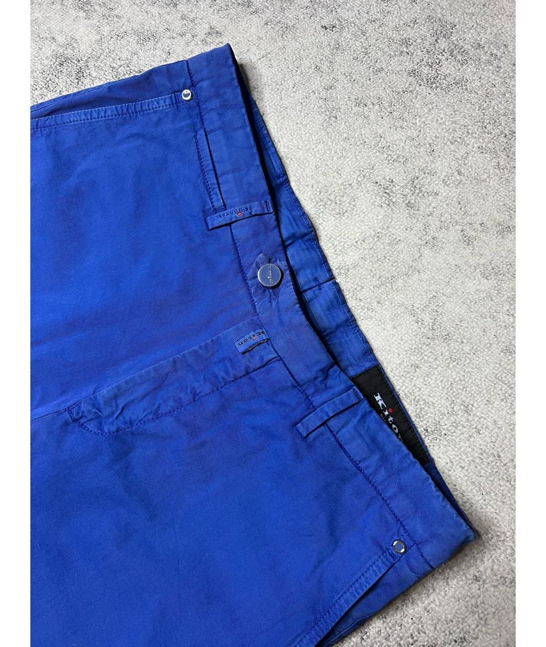 KITON Синие хлопко-эластановые шорты, фото 2