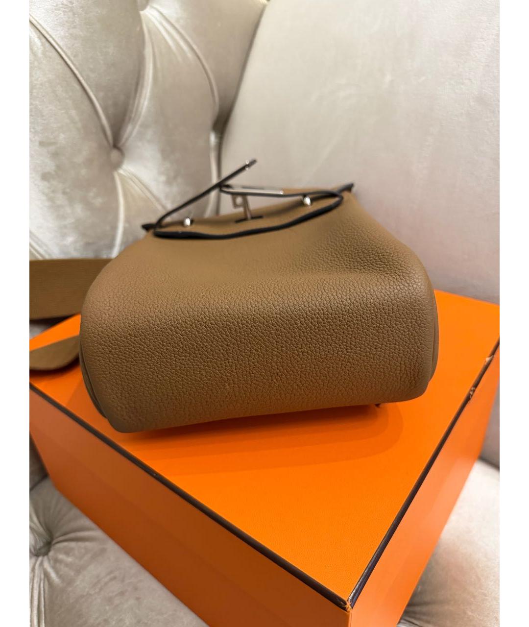HERMES Коричневая кожаная сумка на плечо, фото 6