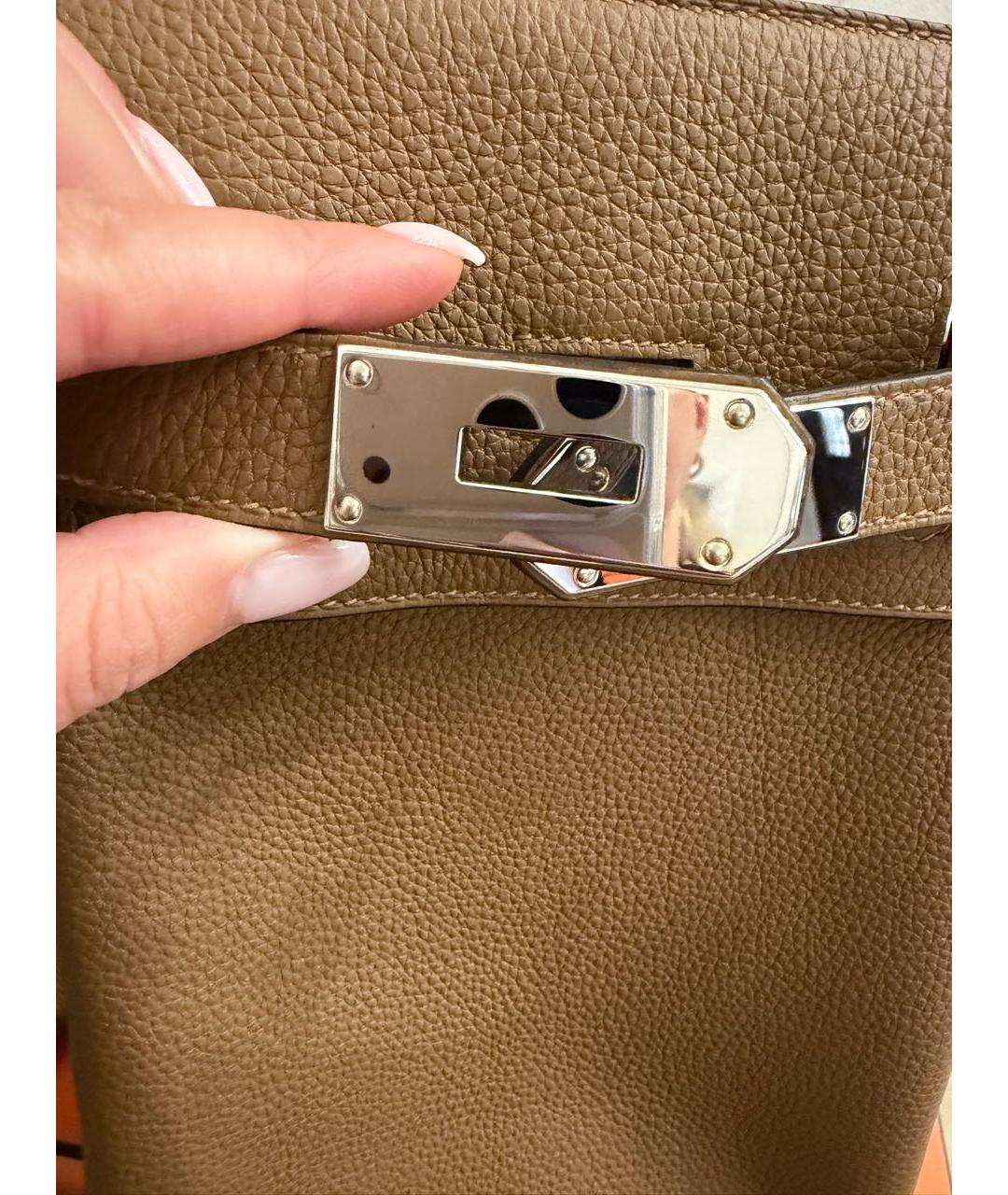 HERMES Коричневая кожаная сумка на плечо, фото 5