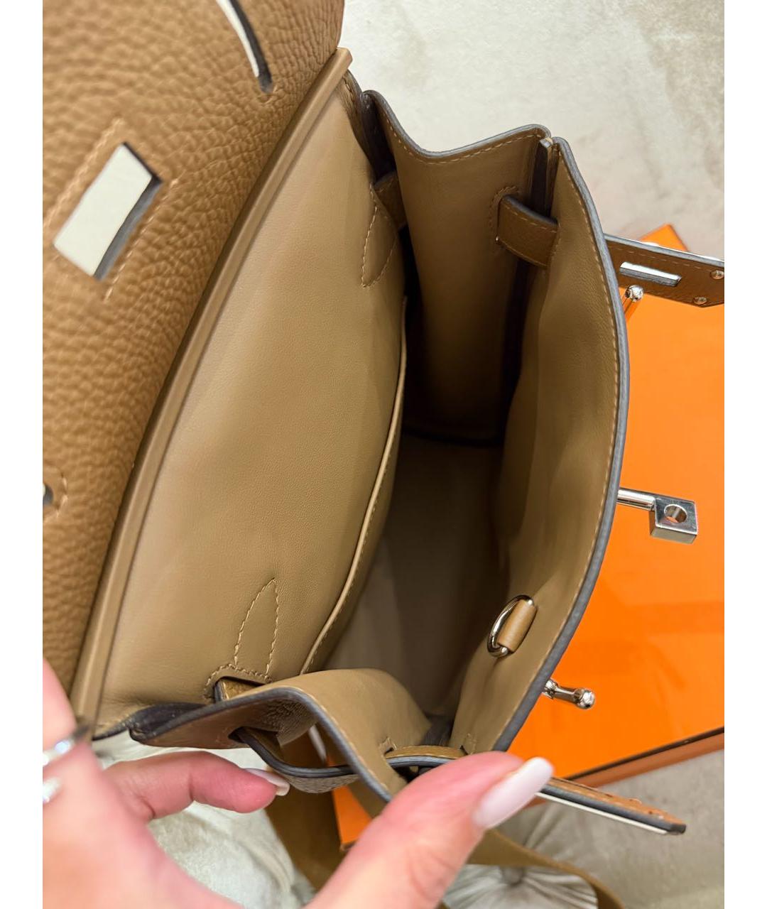 HERMES Коричневая кожаная сумка на плечо, фото 4