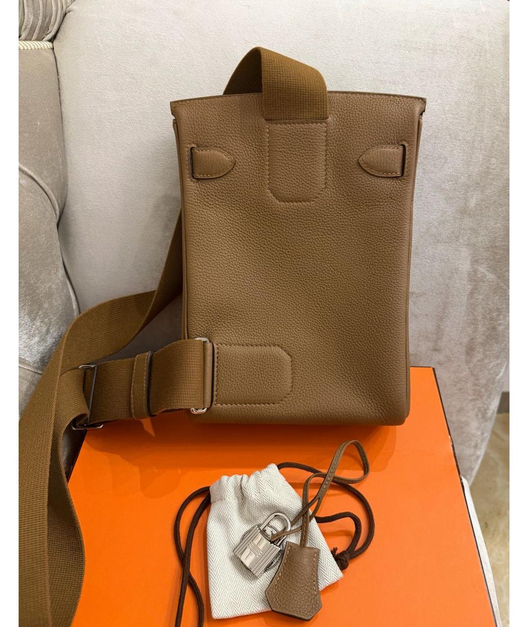 HERMES Коричневая кожаная сумка на плечо, фото 3