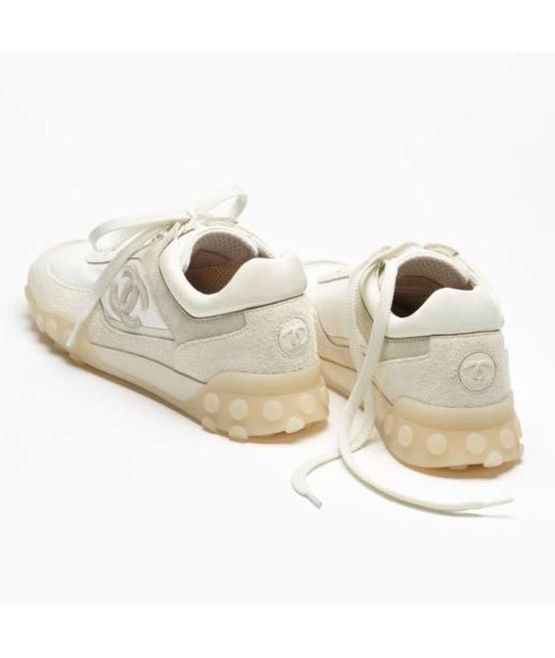 CHANEL Бежевые кожаные кроссовки, фото 3