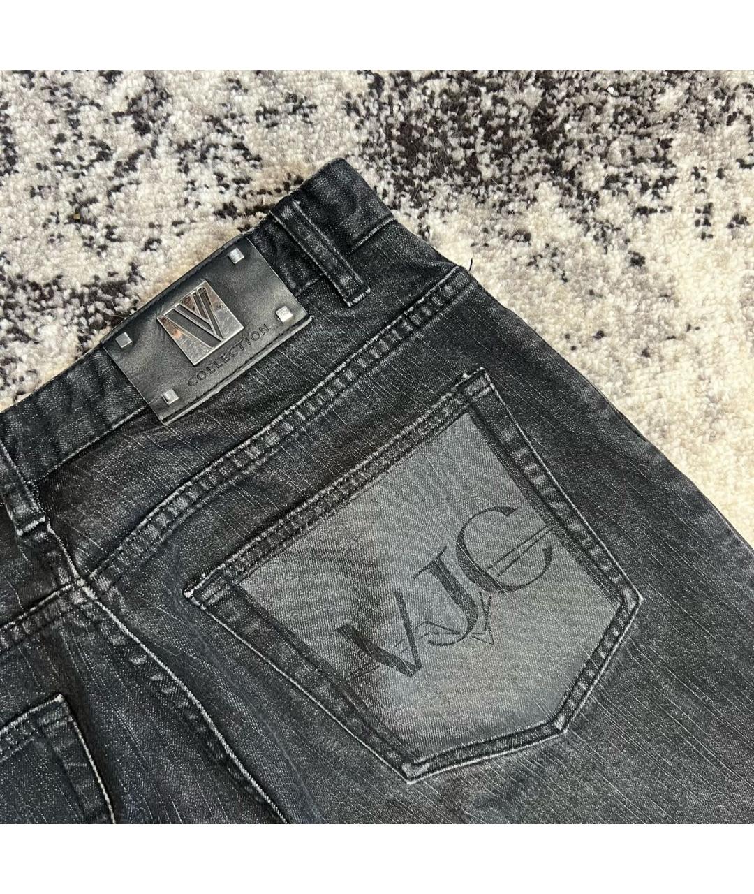 VERSACE COLLECTION Серые хлопко-полиэстеровые прямые джинсы, фото 4