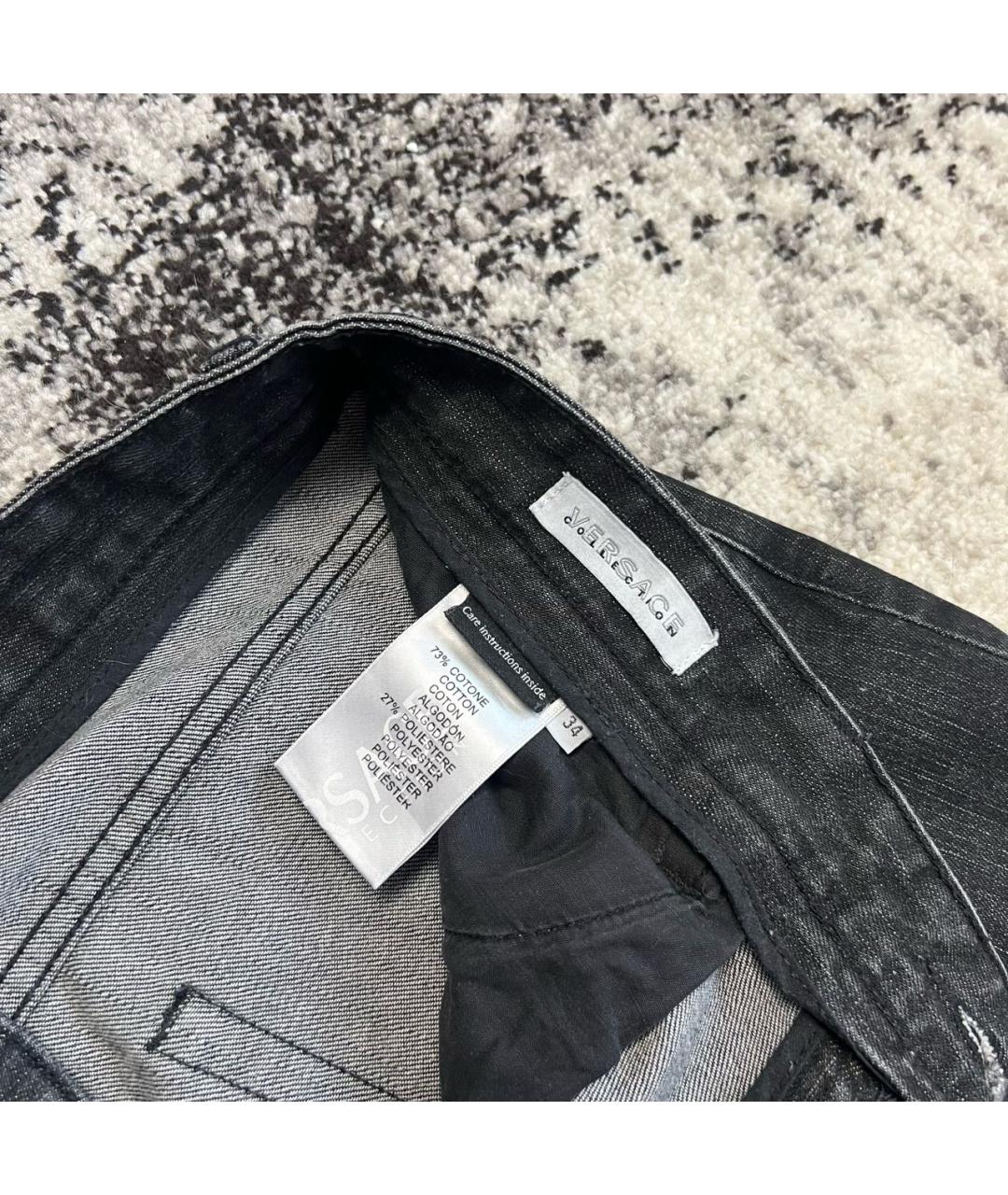 VERSACE COLLECTION Серые хлопко-полиэстеровые прямые джинсы, фото 7