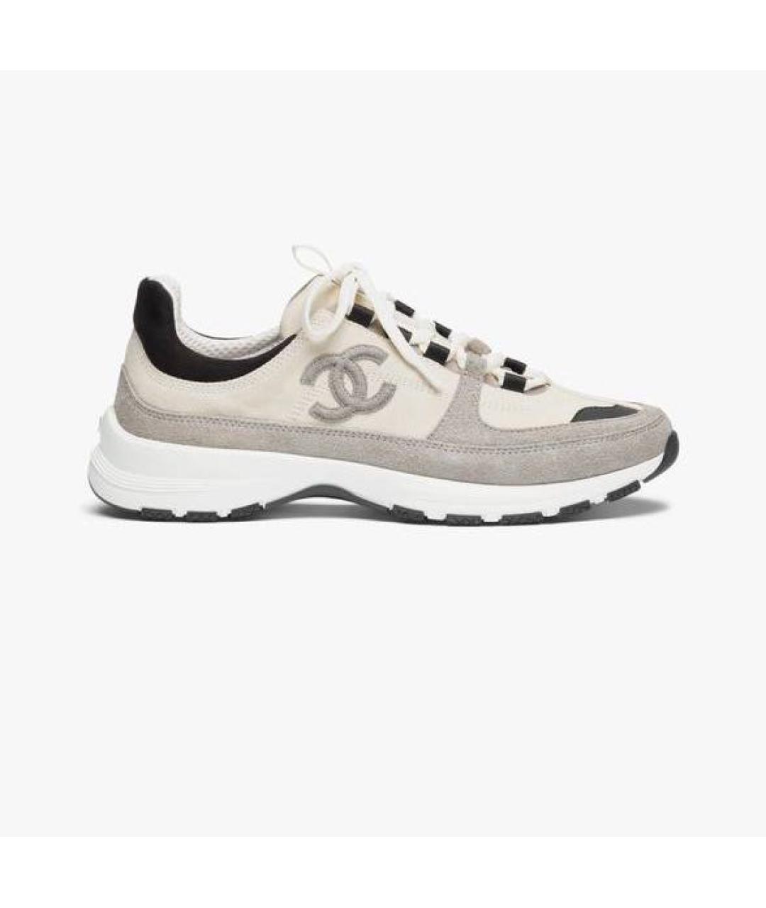 CHANEL Бежевые кожаные кроссовки, фото 3