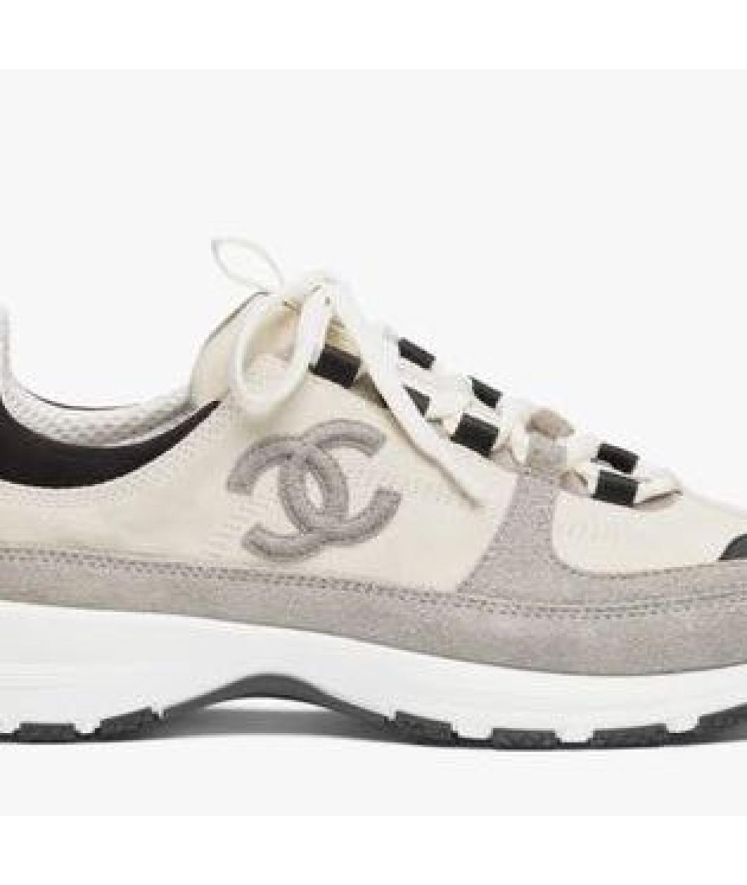 CHANEL Бежевые кожаные кроссовки, фото 2