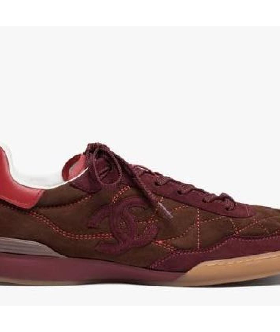 CHANEL Бордовые кожаные кроссовки, фото 2