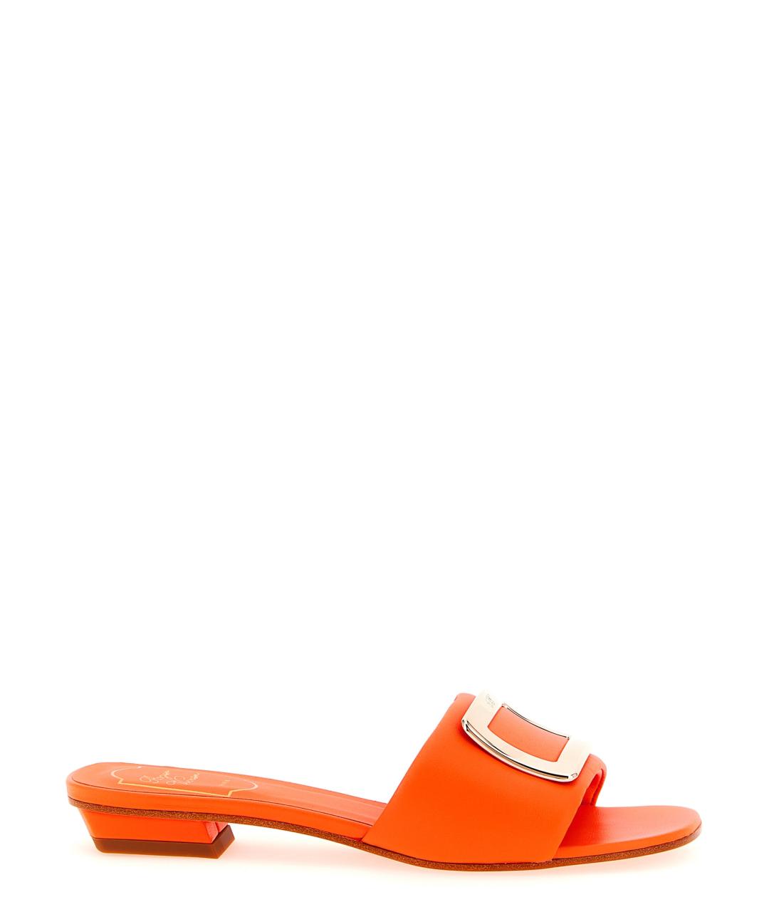 ROGER VIVIER Оранжевое кожаные шлепанцы, фото 1