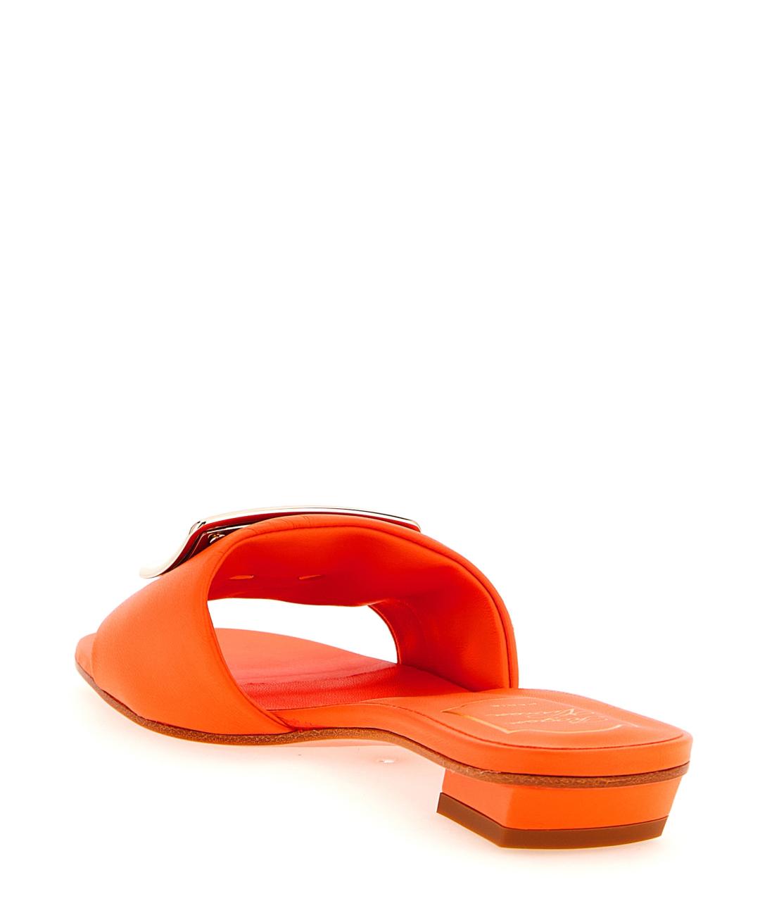 ROGER VIVIER Оранжевое кожаные шлепанцы, фото 3