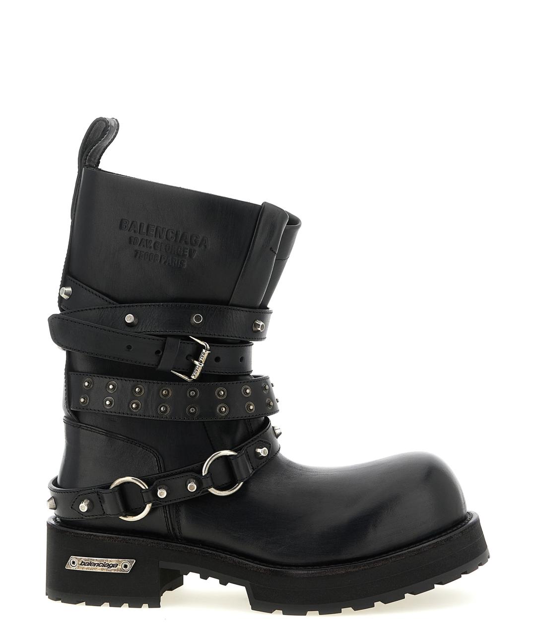 BALENCIAGA Черные кожаные высокие ботинки, фото 1
