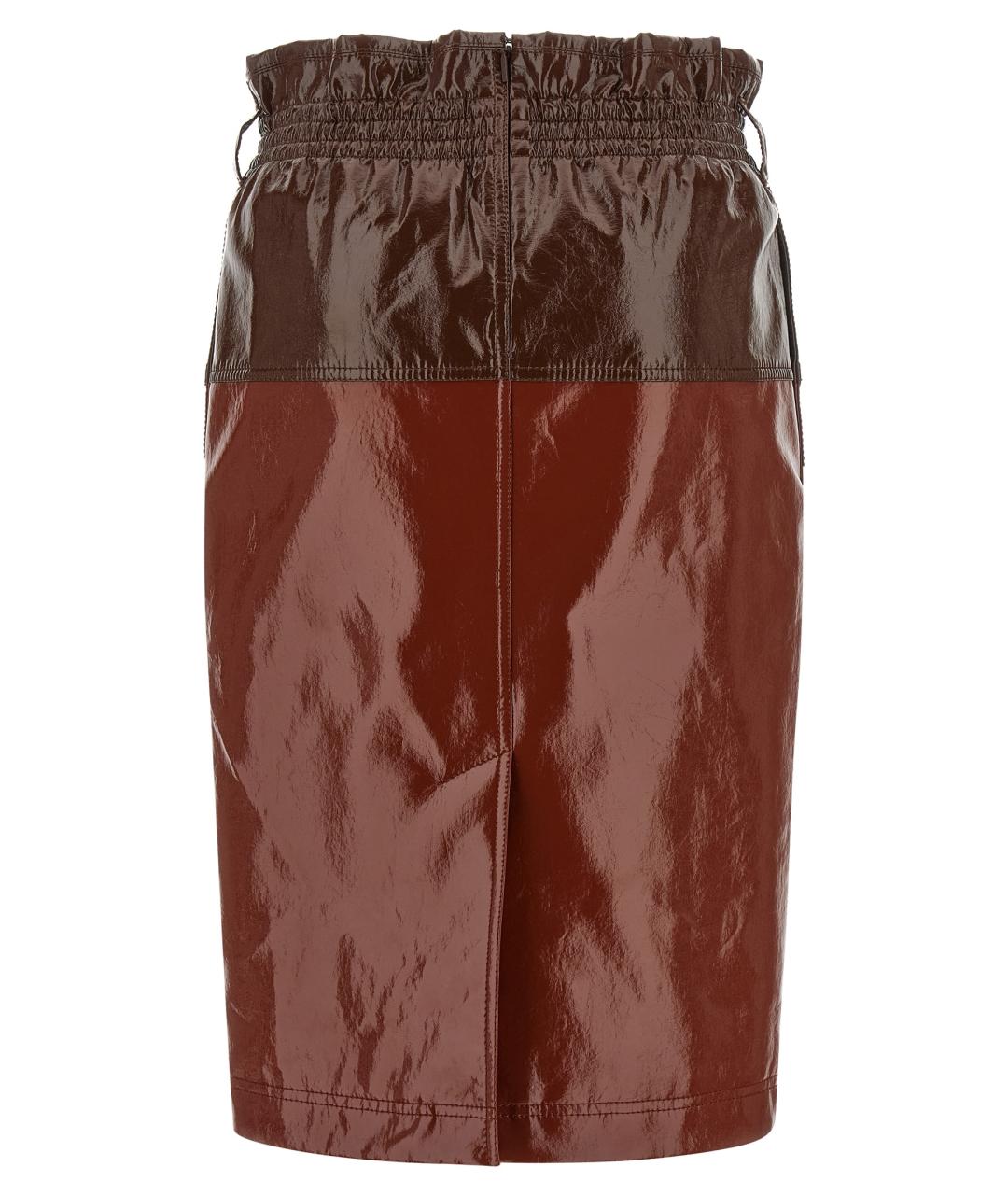 SAINT LAURENT Бордовая хлопковая юбка миди, фото 2