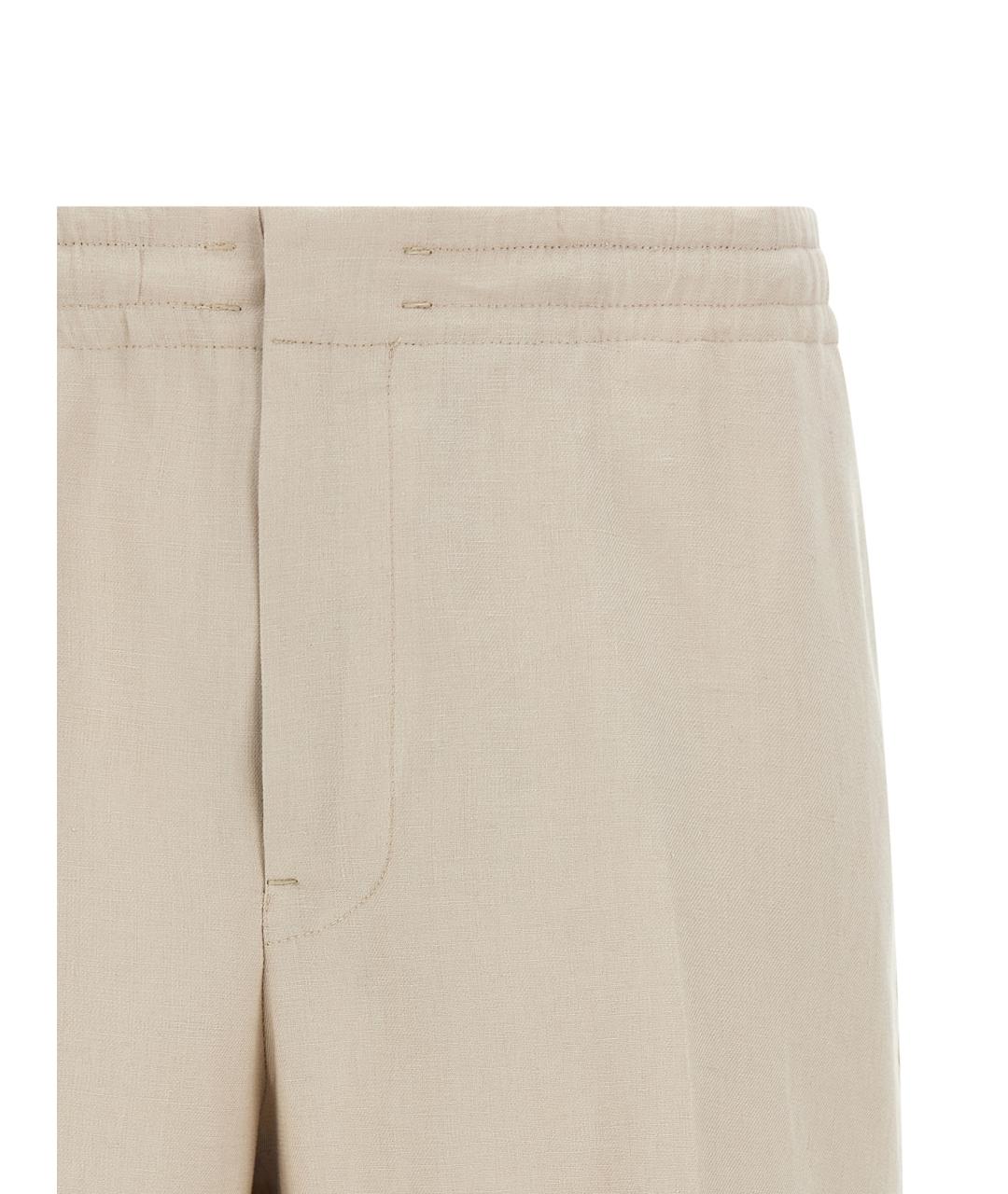 ZEGNA Бежевые льняные шорты, фото 3