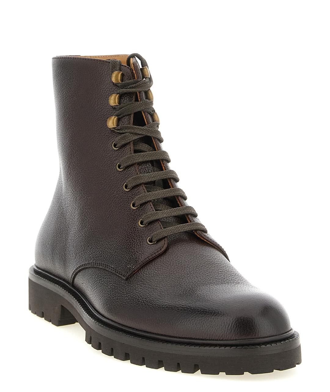 BRUNELLO CUCINELLI Коричневые кожаные высокие ботинки, фото 2