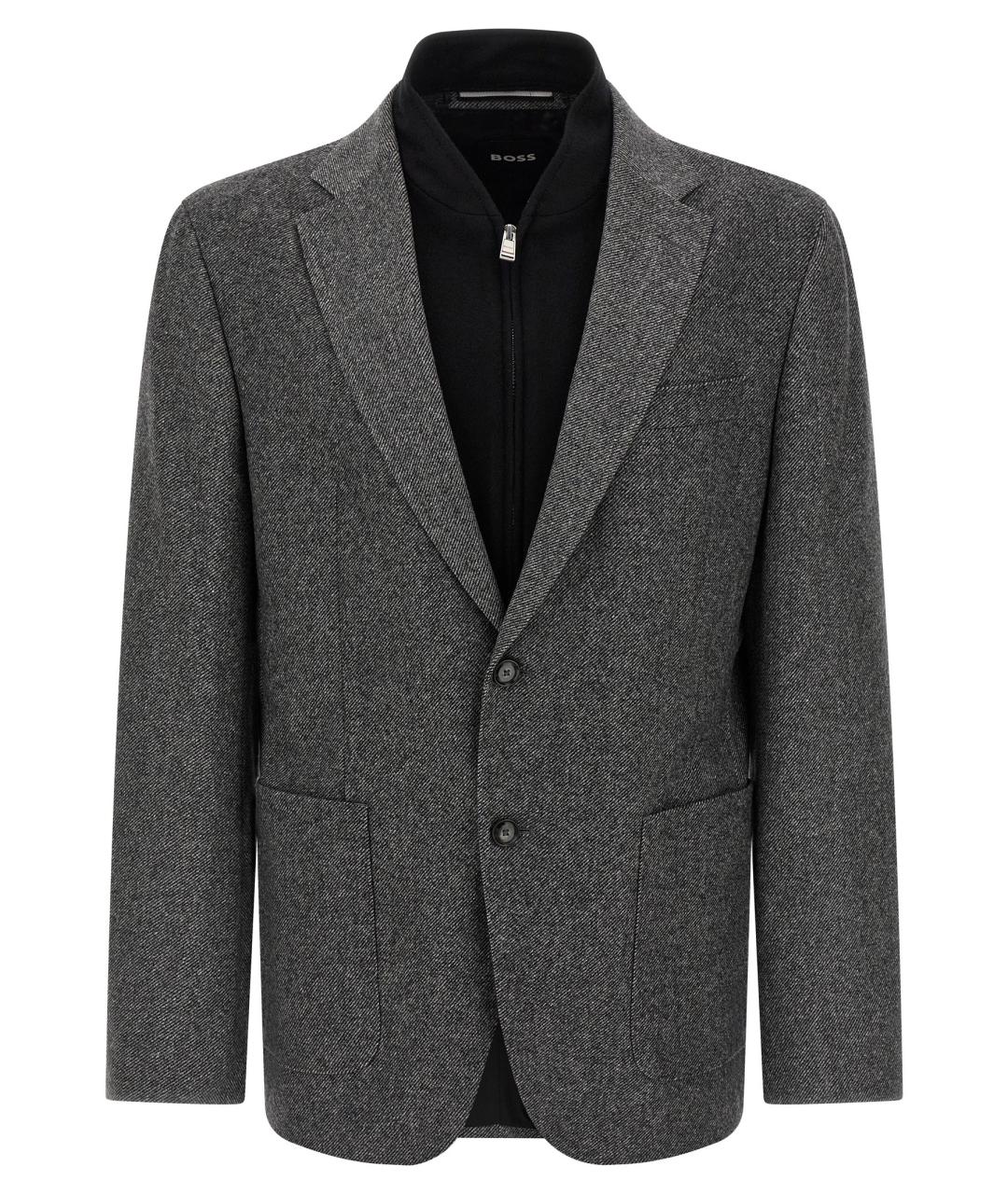 HUGO BOSS Серый шерстяной пиджак, фото 1