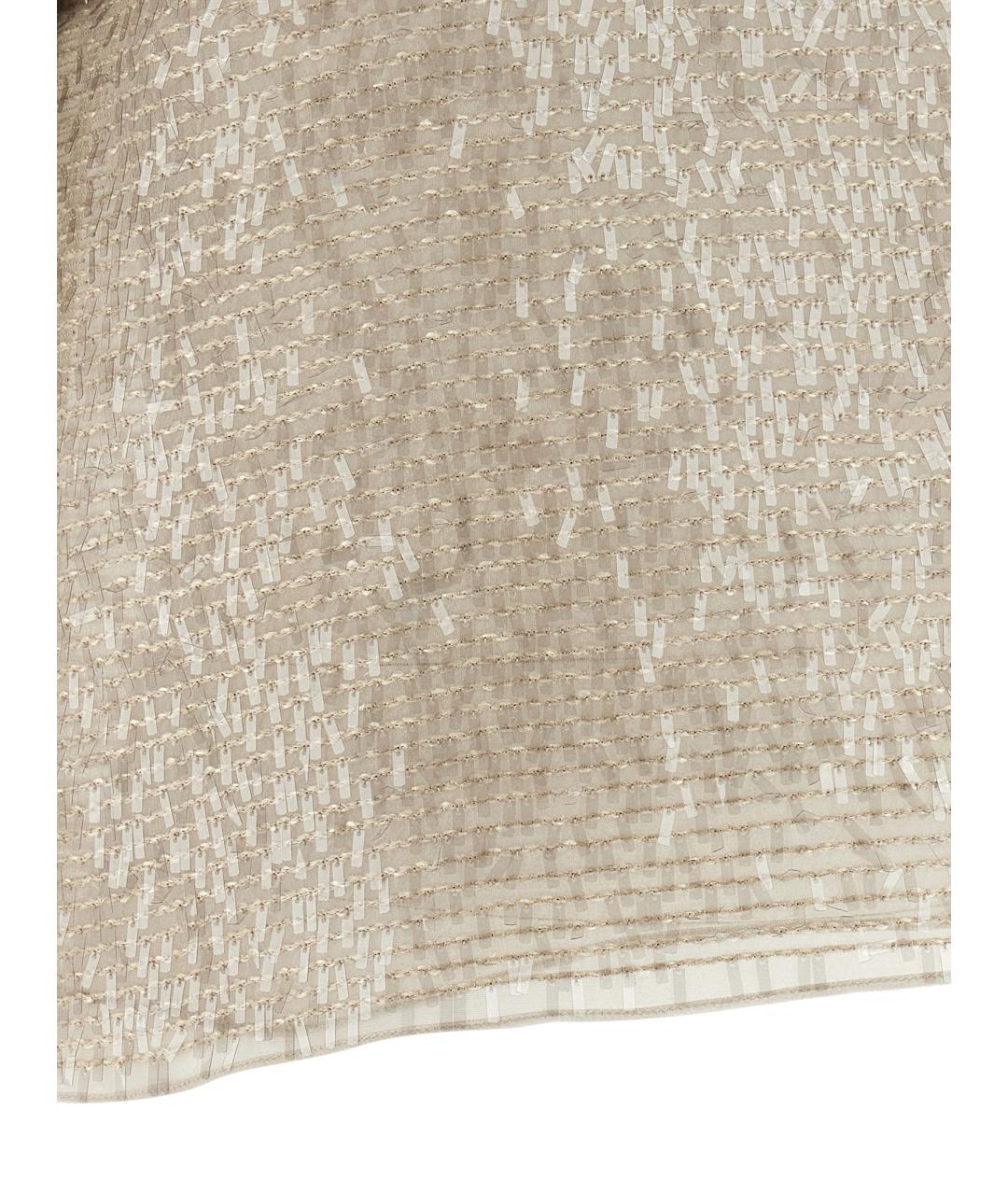 BRUNELLO CUCINELLI Бежевая шелковая футболка, фото 4