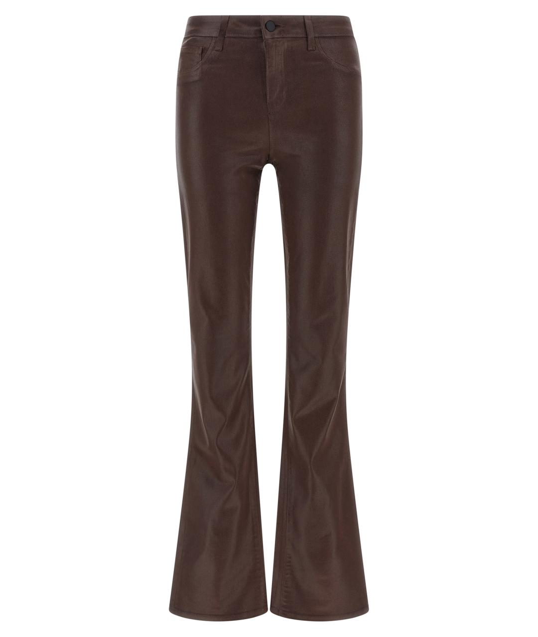 L'AGENCE Коричневые хлопко-эластановые джинсы клеш, фото 1