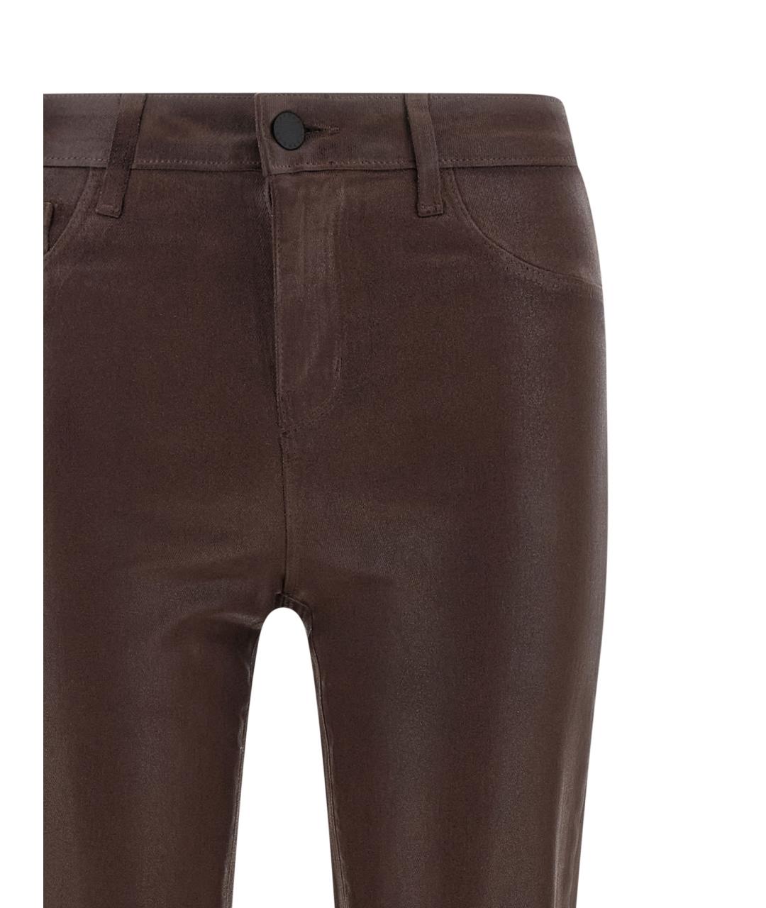 L'AGENCE Коричневые хлопко-эластановые джинсы клеш, фото 3