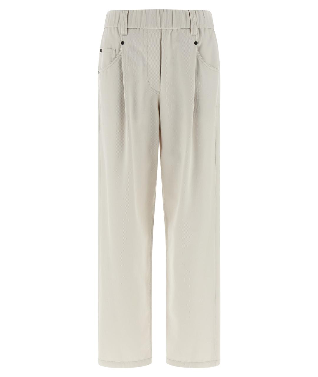 BRUNELLO CUCINELLI Бежевые хлопковые прямые брюки, фото 1