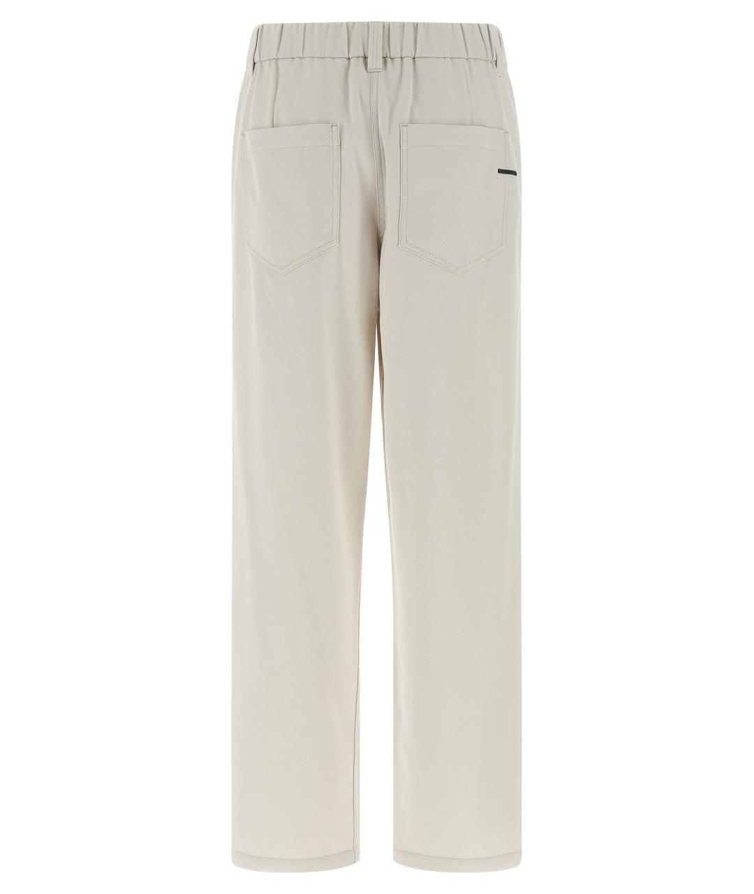 BRUNELLO CUCINELLI Бежевые хлопковые прямые брюки, фото 2