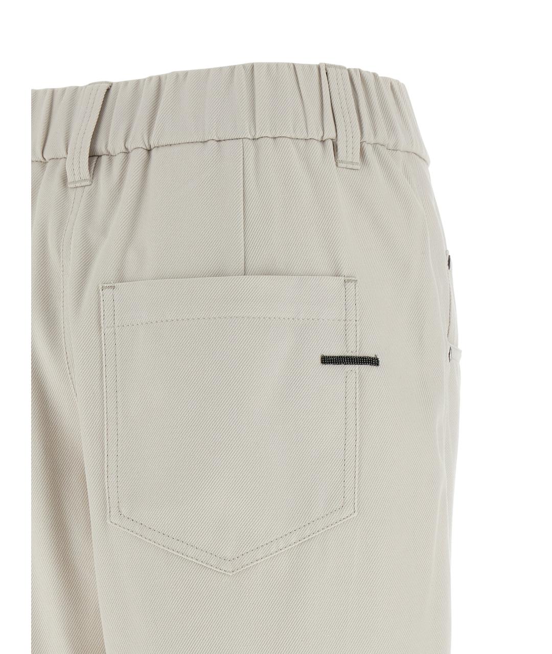 BRUNELLO CUCINELLI Бежевые хлопковые прямые брюки, фото 4