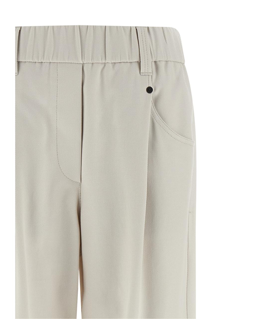 BRUNELLO CUCINELLI Бежевые хлопковые прямые брюки, фото 3