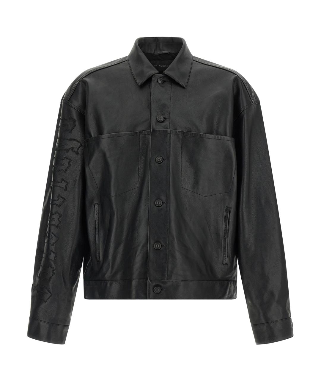 BALENCIAGA Черная кожаная куртка, фото 1
