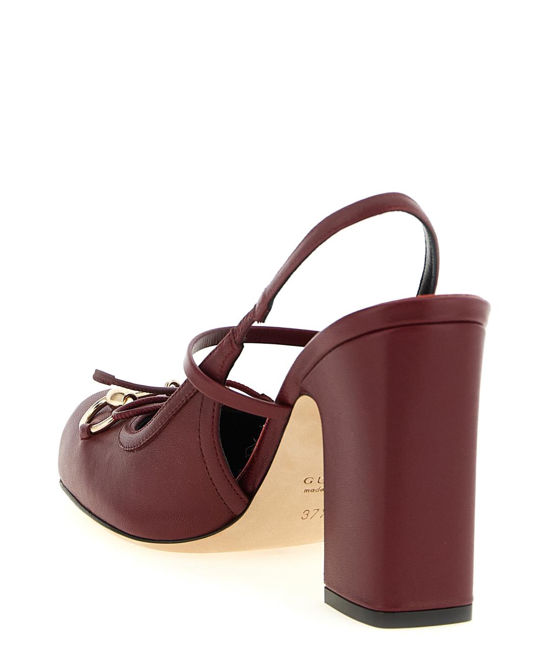 GUCCI Бордовые кожаные туфли, фото 3